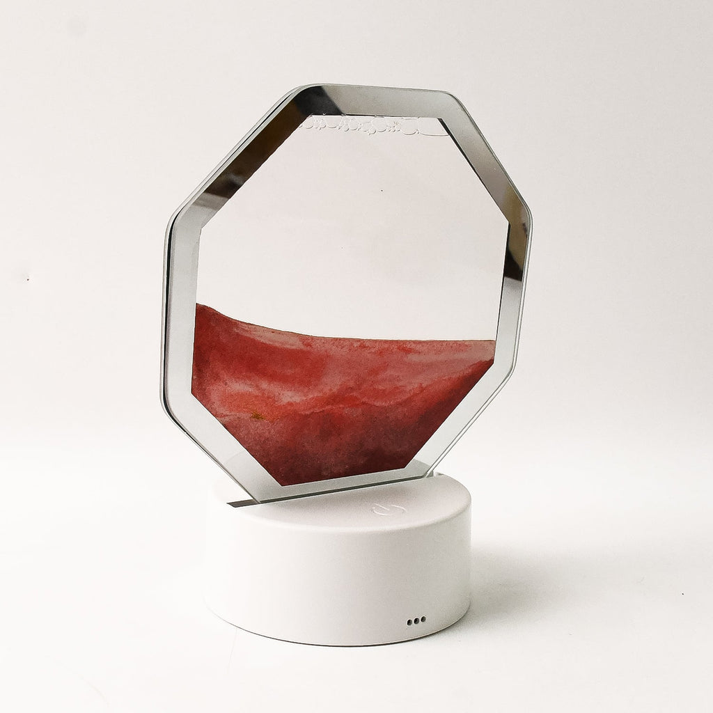 Side view of octagonal transparent frame of LED Moving Sand Art Table Lamp