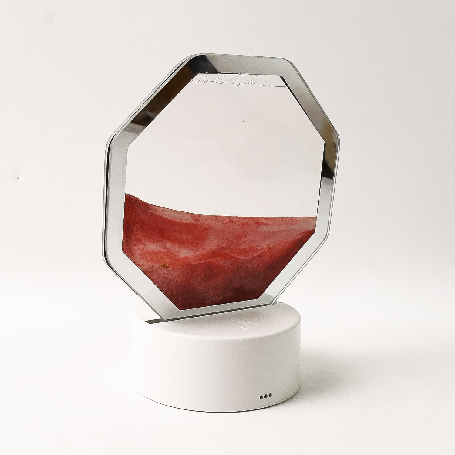 Side view of octagonal transparent frame of LED Moving Sand Art Table Lamp