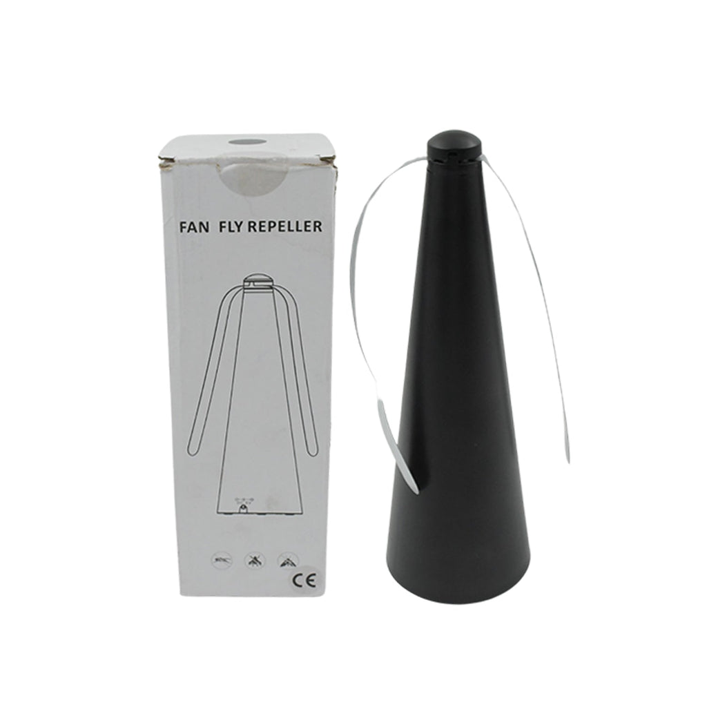 Portable fly repellent fan, ideal for picnics and outdoor gatherings.