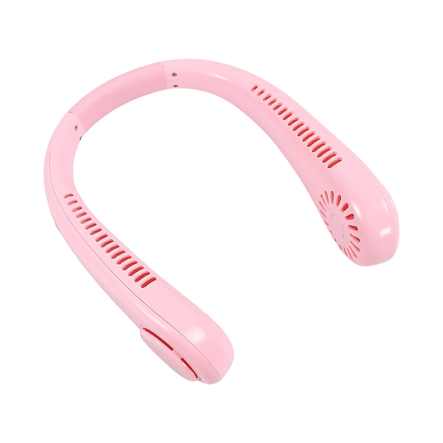 Side angle view of the compact portable neck fan design.
