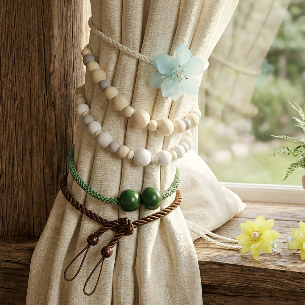 Decorative curtain band with floral design for living room use