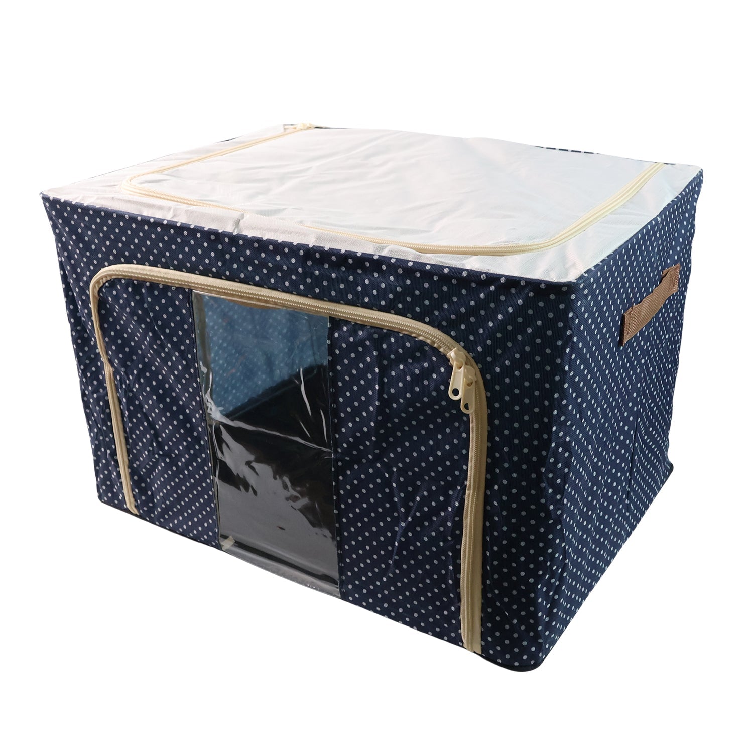 Stackable storage chest with reinforced handles, perfect for a neat wardrobe organisation.