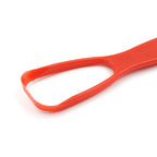 Detailed view of the MintGuard plastic tongue cleaner, showcasing its ergonomic handle.