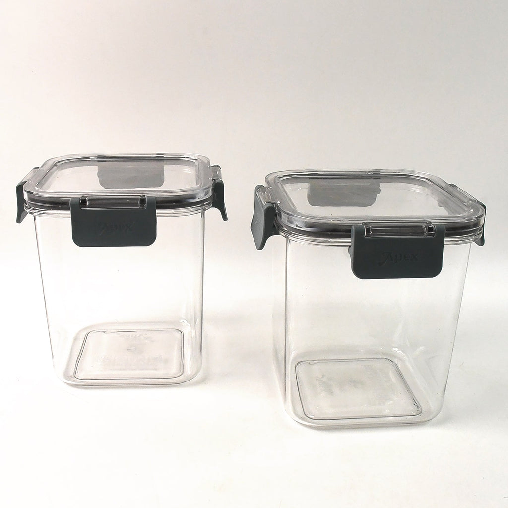 Transparent airtight food containers showing stored contents clearly