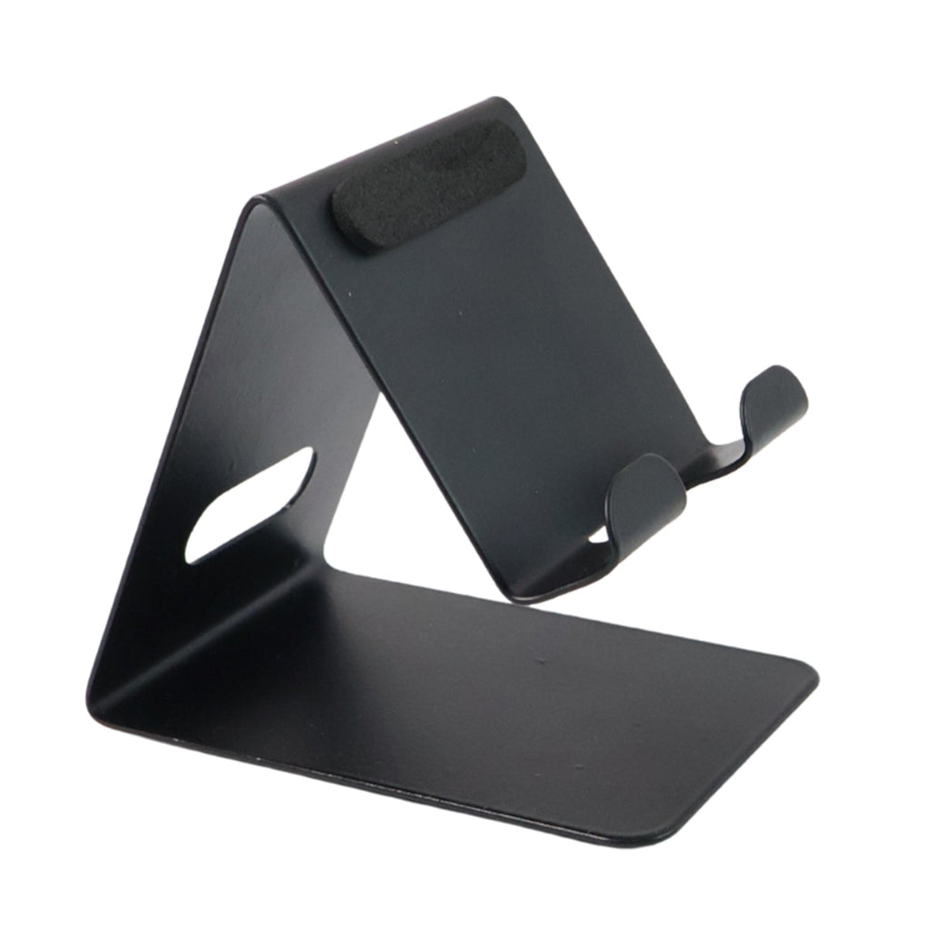 Phone holder placed on table providing stable support for a mobile device
