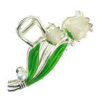 Durable floral hair claw clip with stylish pearl and leaf embellishments