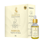Detox Nabhi Oil bottle highlighting natural ingredients