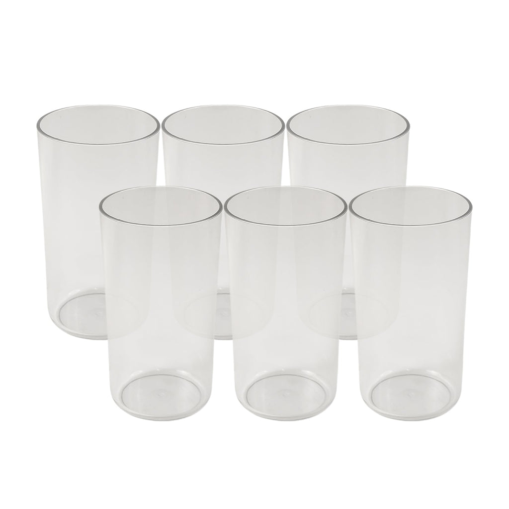 Solid clear tumbler made from heavy plastic with glass appearance