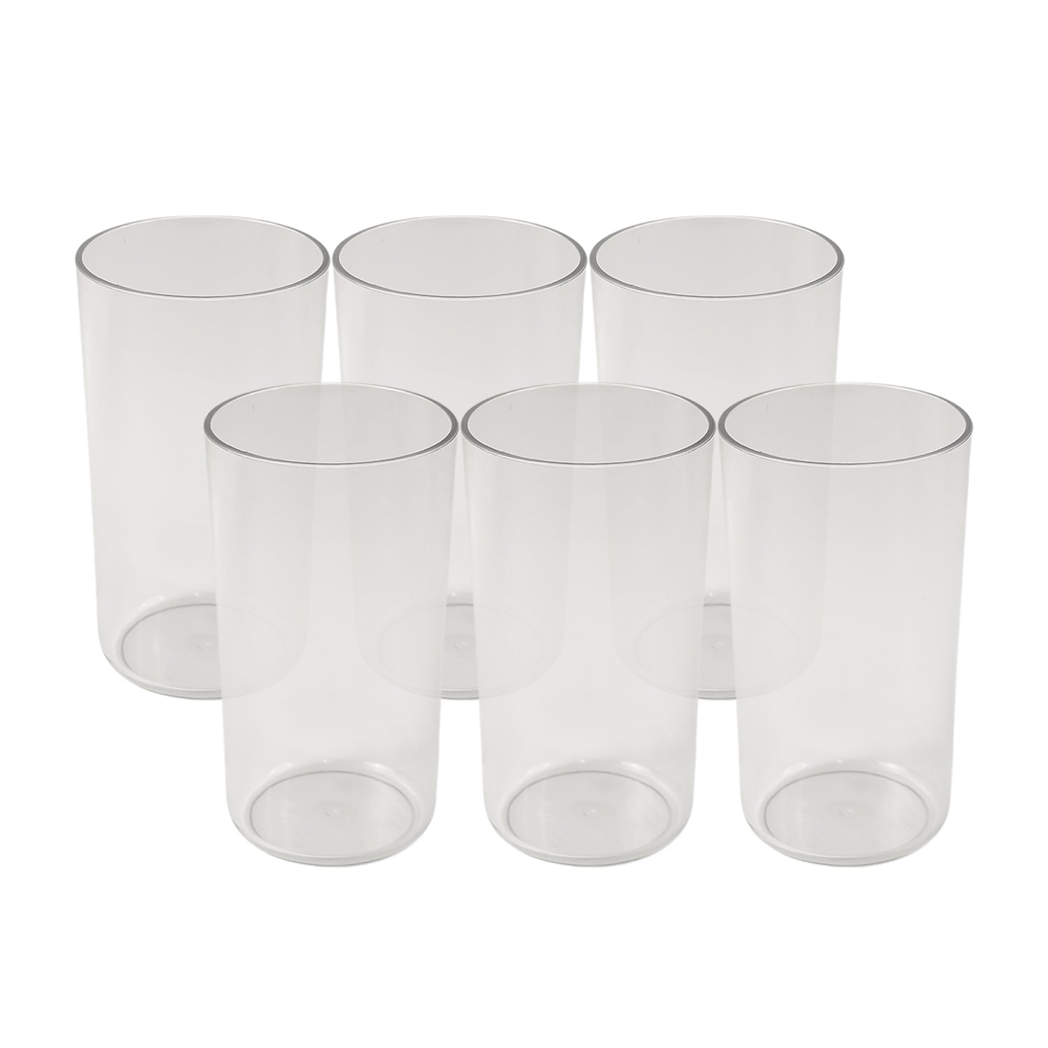 Solid clear tumbler made from heavy plastic with glass appearance