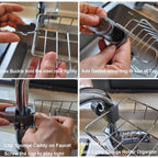 Kitchen faucet featuring attached stainless steel sink caddy organizer