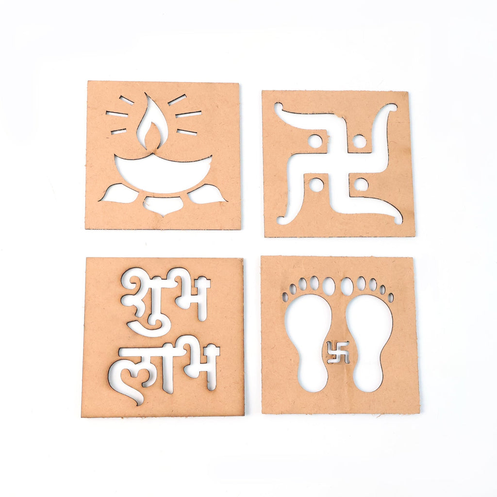 Elegant wooden decorative shapes showcasing spiritual symbols