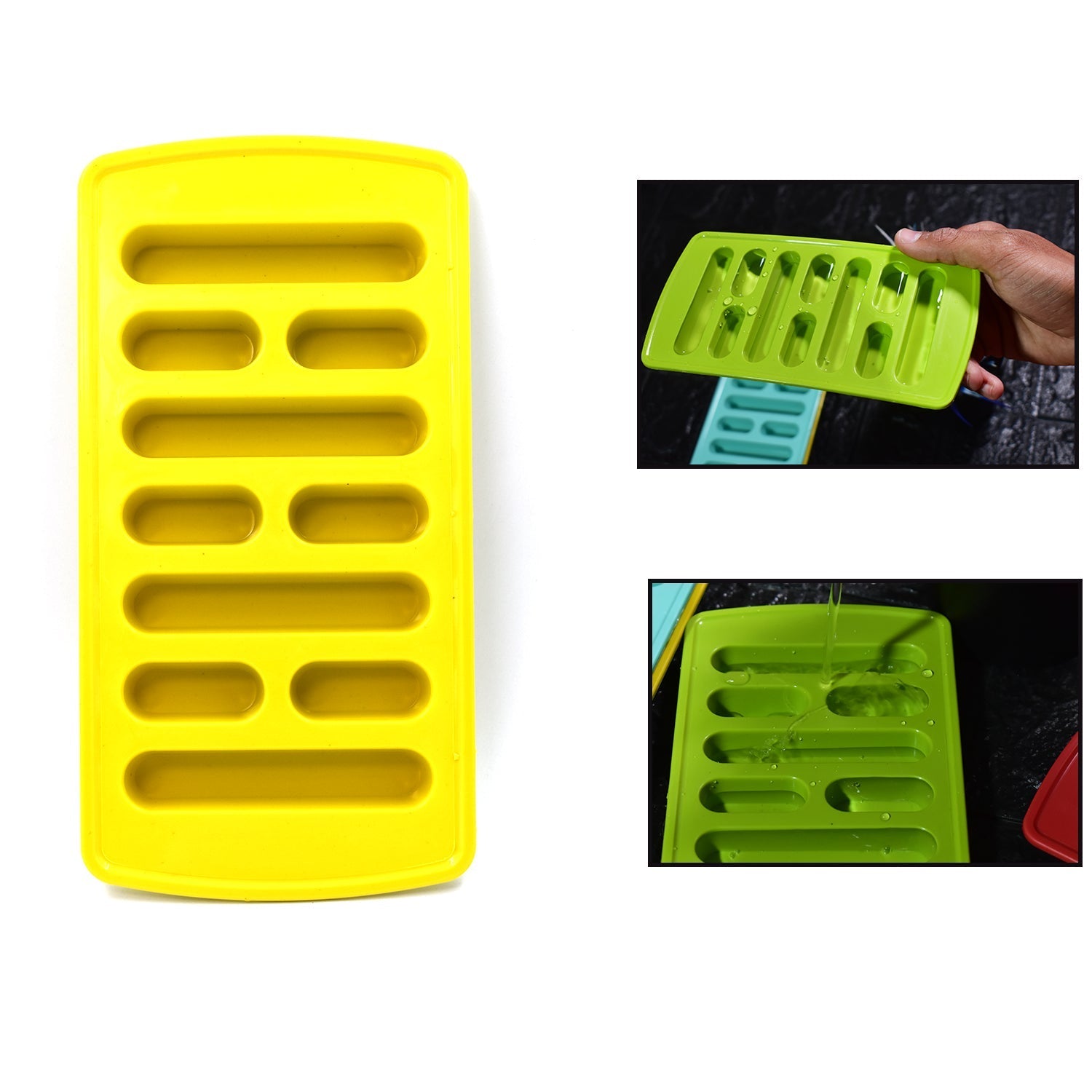 Ice trays stacked neatly in kitchen for storage