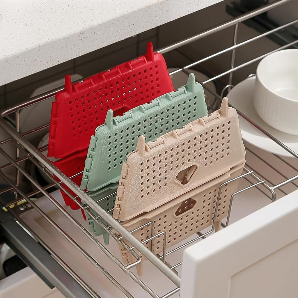 Close-up of the ventilated design and folding mechanism of the storage basket.