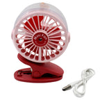 The compact  clip-on fan with its refreshing spray mist feature activated.