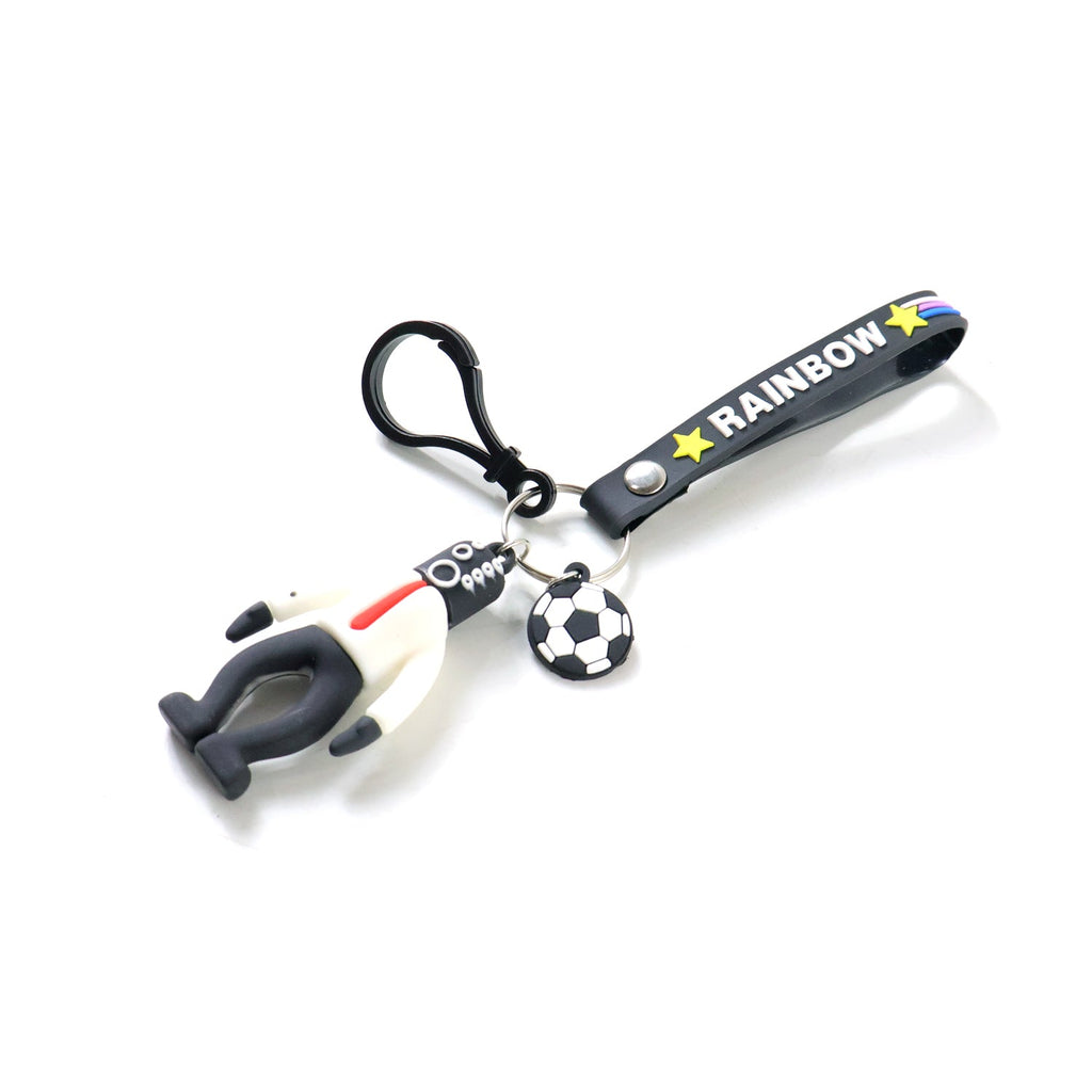 Vibrant rainbow strap cartoon football boy keychain for daily accessories