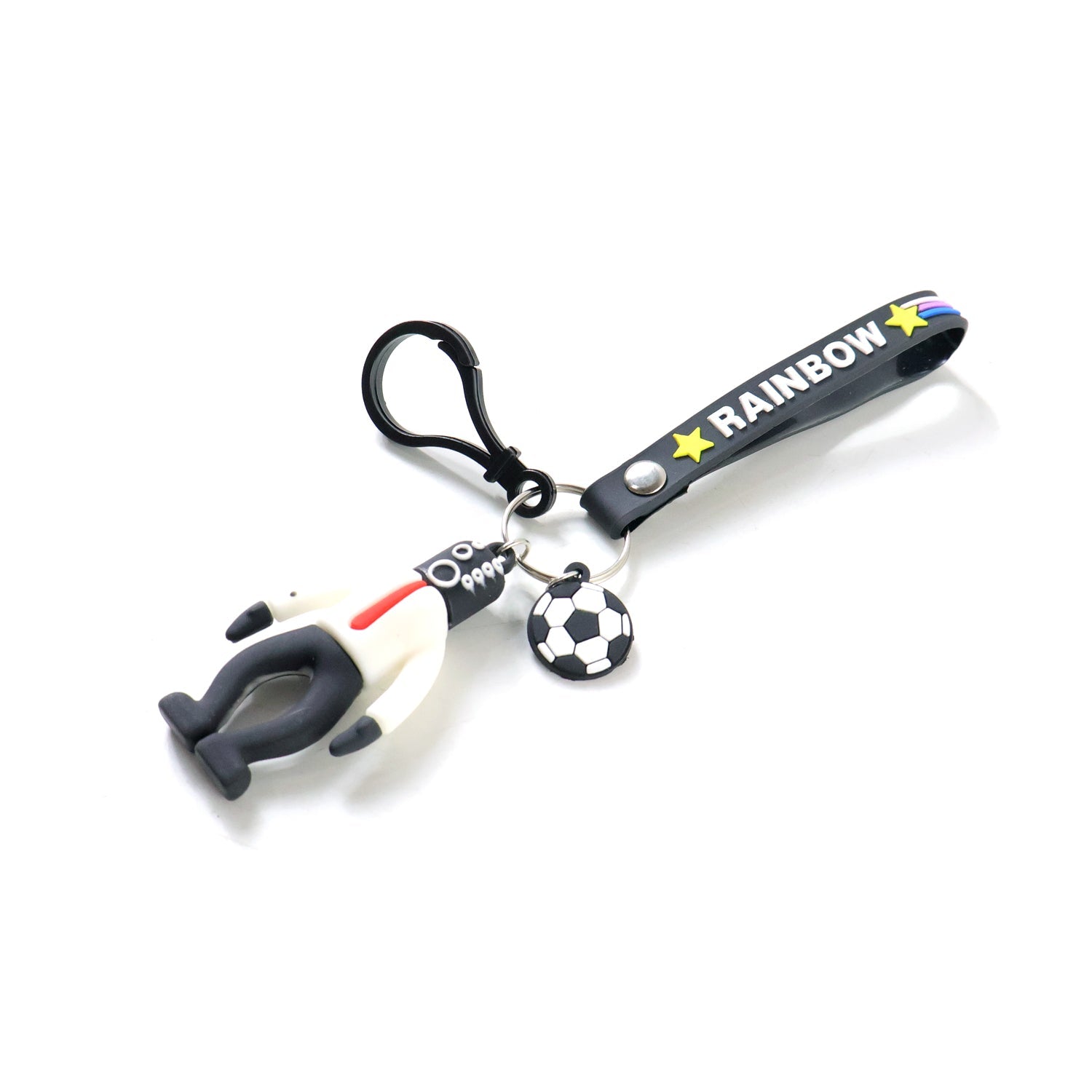 Vibrant rainbow strap cartoon football boy keychain for daily accessories
