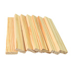 Close-up of wooden strips forming a vibrant pattern, part of the brain builder puzzle.