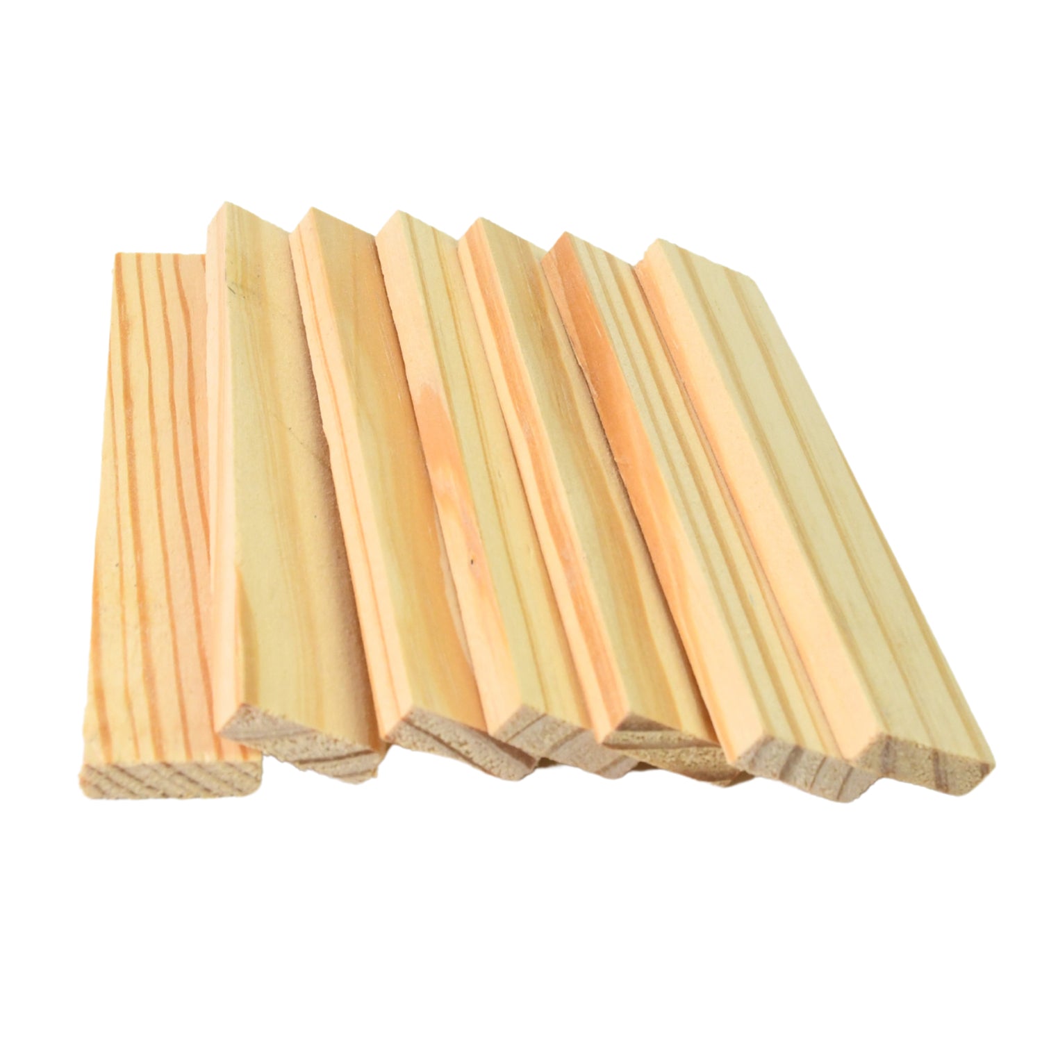 Close-up of wooden strips forming a vibrant pattern, part of the brain builder puzzle.