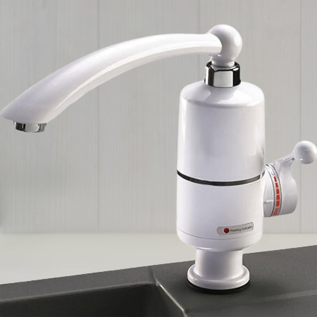 Electric water heater faucet detailed image showcasing material finish