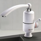 Electric water heater faucet detailed image showcasing material finish