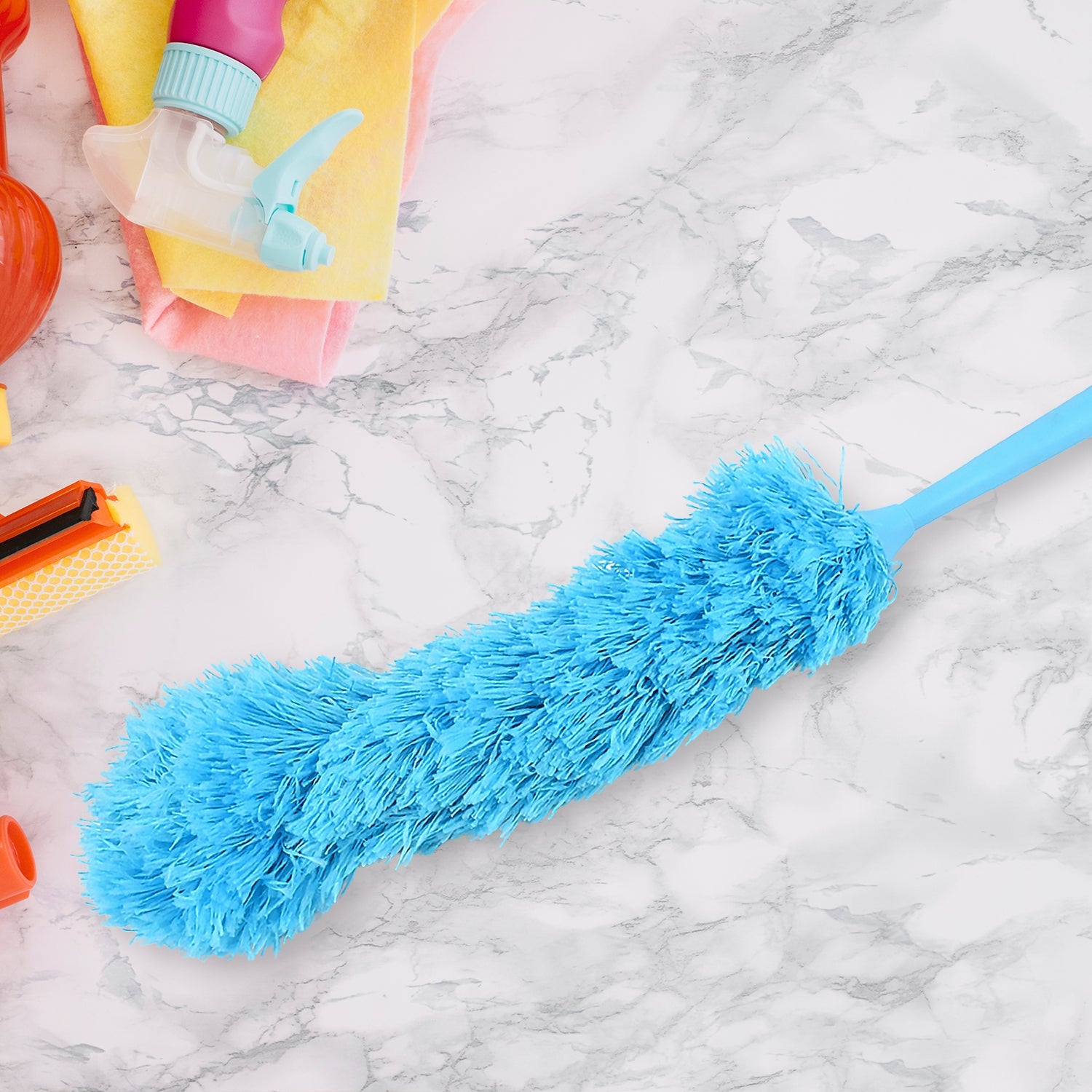 Versatile adjustable dust brush used for various home surfaces.