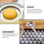 Kitchen egg separator in stainless steel, designed for easy yolk and white filtering.