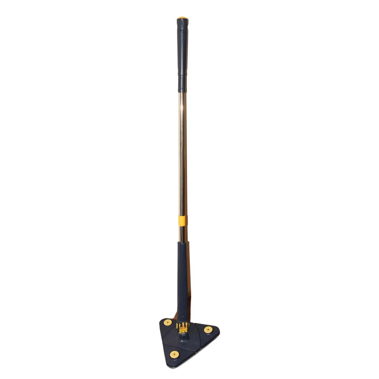 A user cleaning a floor with the long-handled Triangle Cleaning Mop.