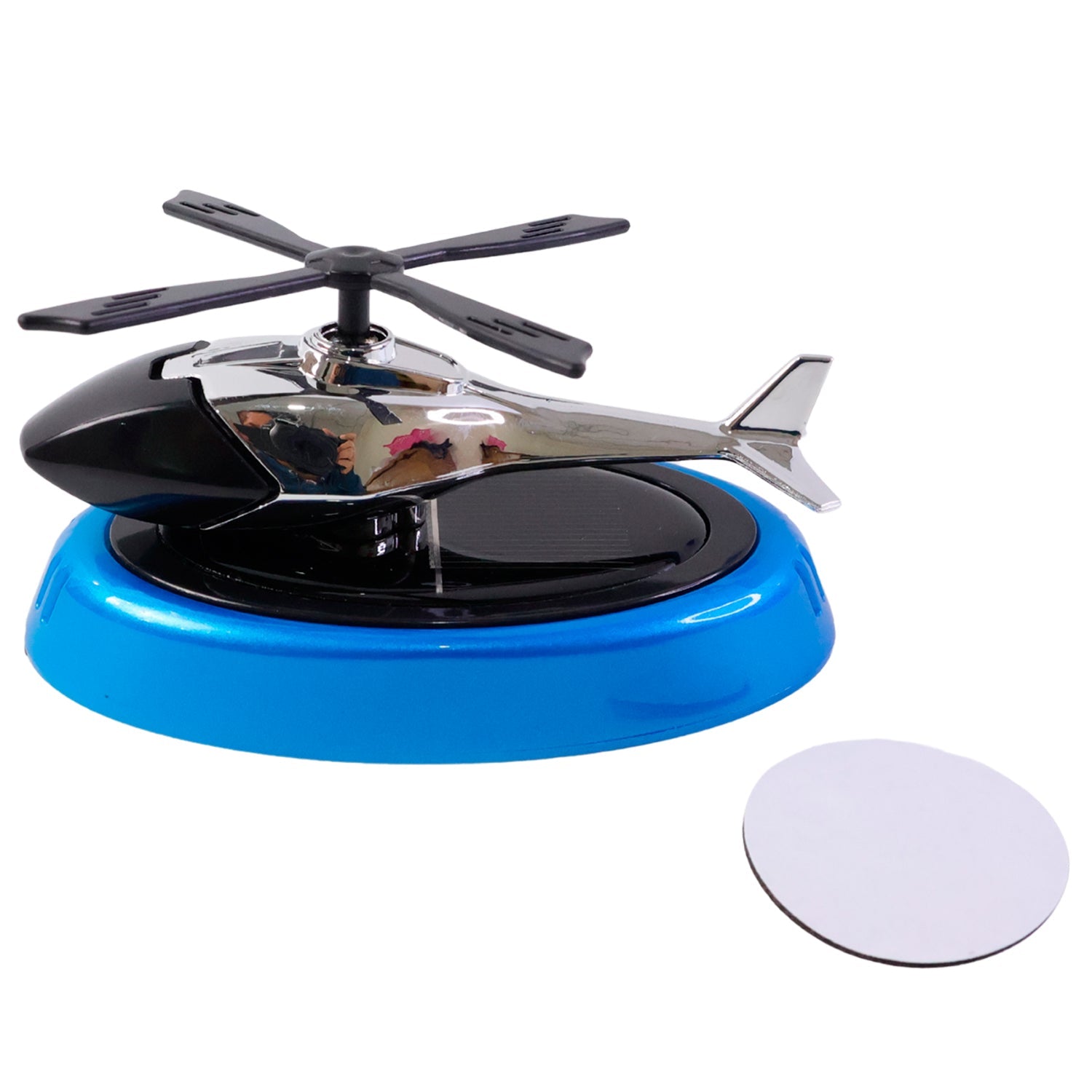 Air freshener shaped like helicopter designed for car dashboard use