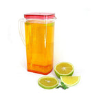 Clear 2-litre beverage jug with a blue lid, ideal for fridge storage.
