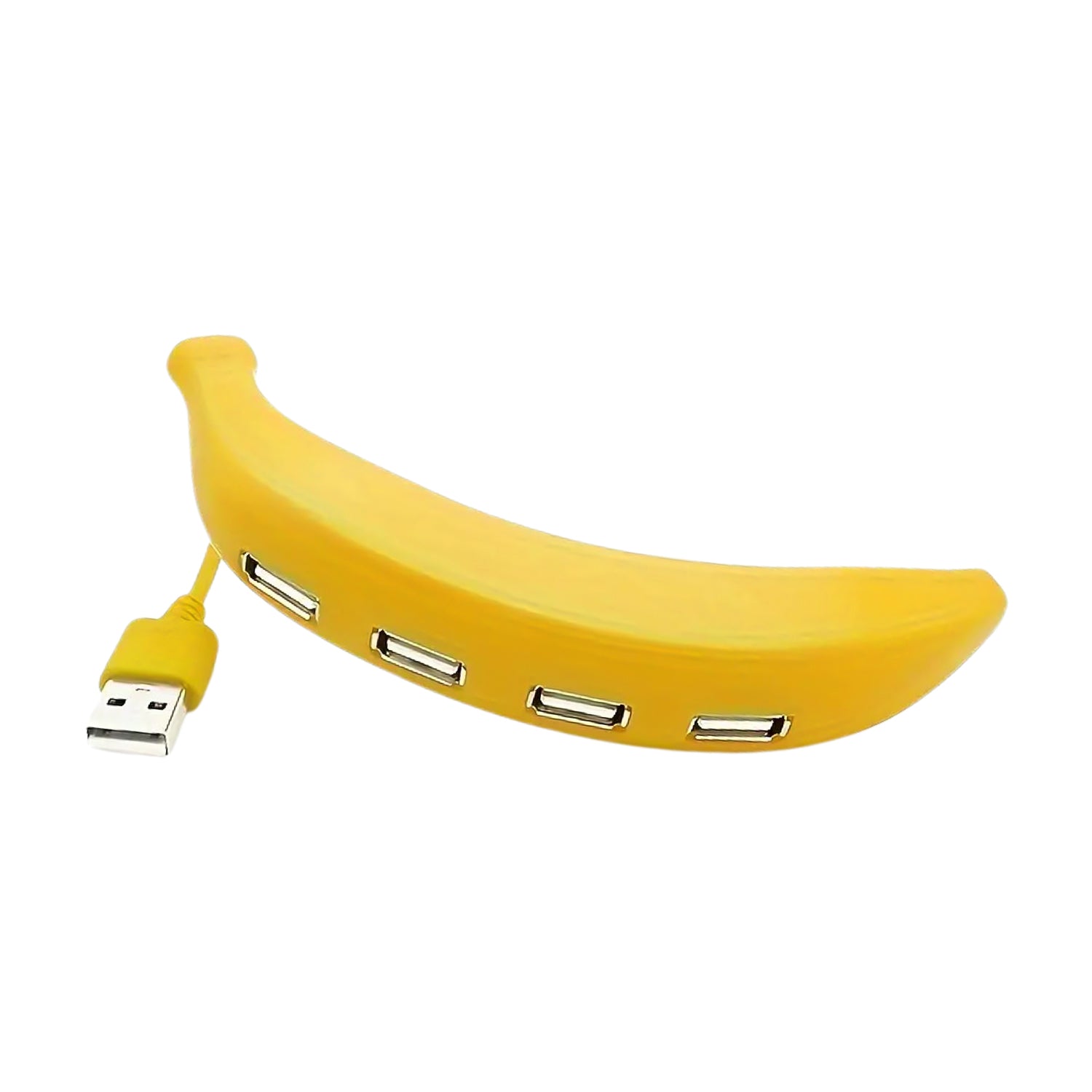 Portable Banana Shape USB Hub, ideal for travel and on-the-go connectivity with multiple devices.