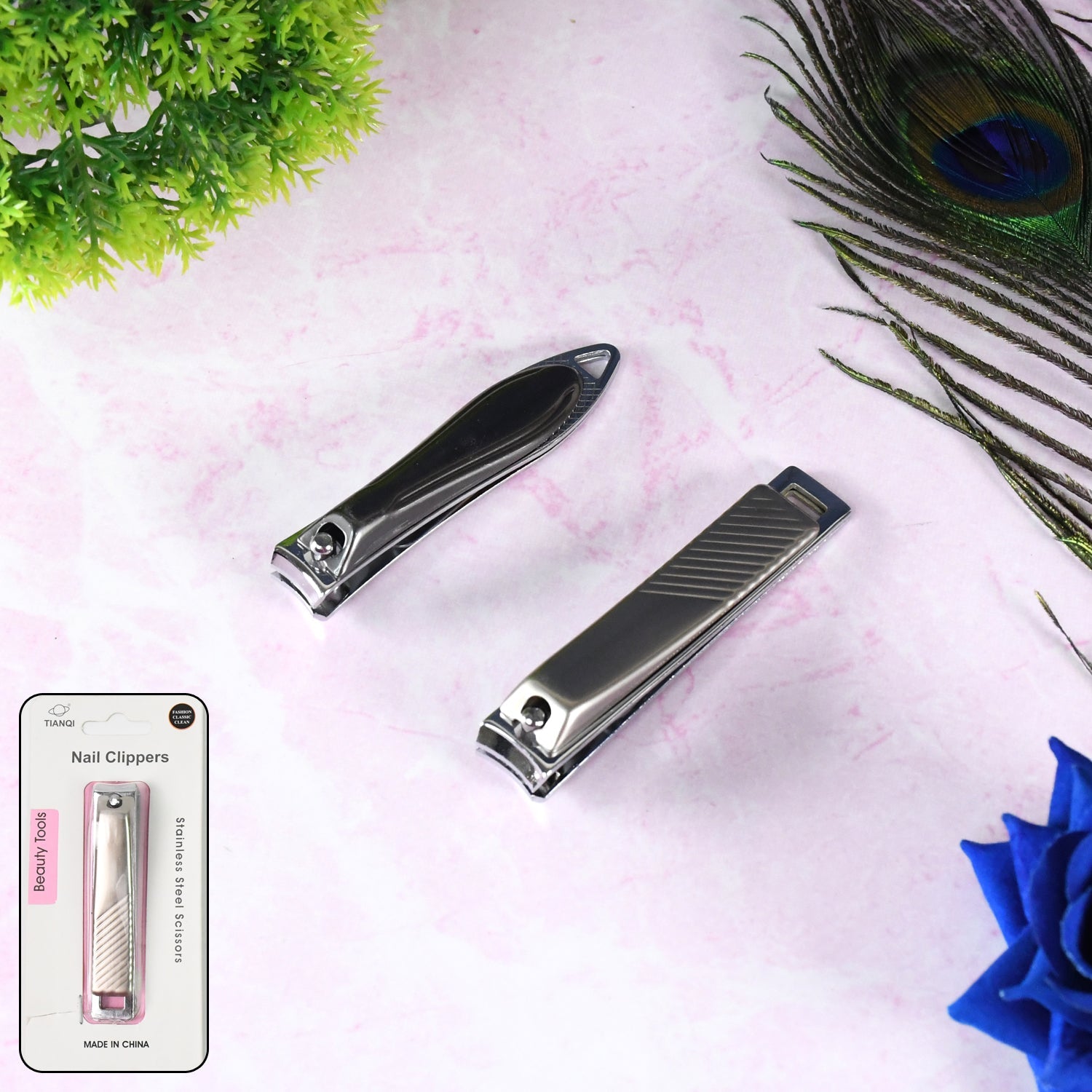 Side view of the portable folding nail clippers, highlighting their sleek design.