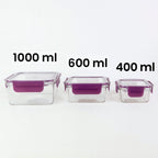 Transparent stackable food storage containers with secure lids