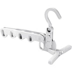 The durable plastic construction of the 5-hole foldable clothes hanger.
