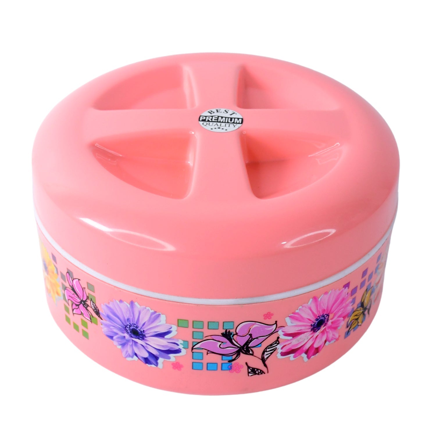 Insulated lunch box with floral design ideal for heating meals