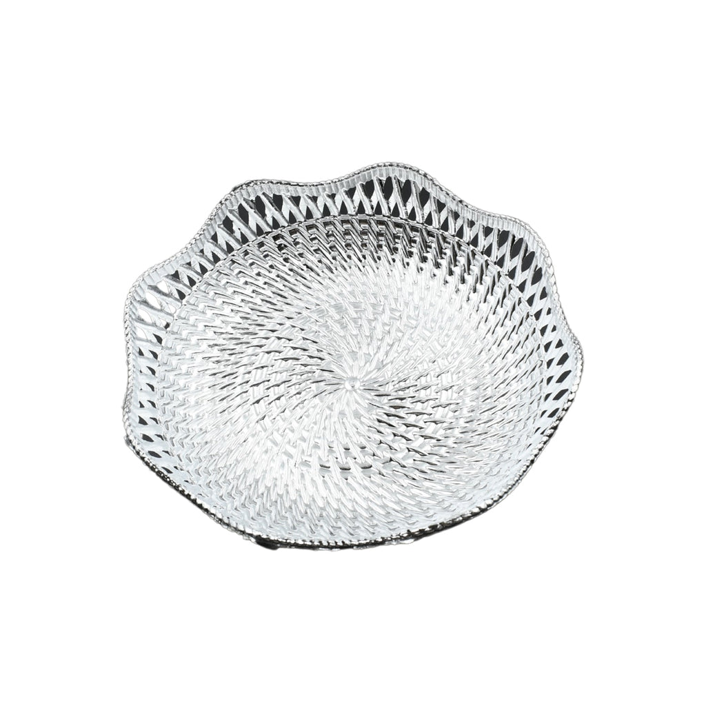 Decorative round serving tray, perfect for festive occasions.