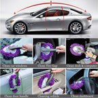 Detailed view of the durable plastic handle and soft microfiber strands of the car wash brush.