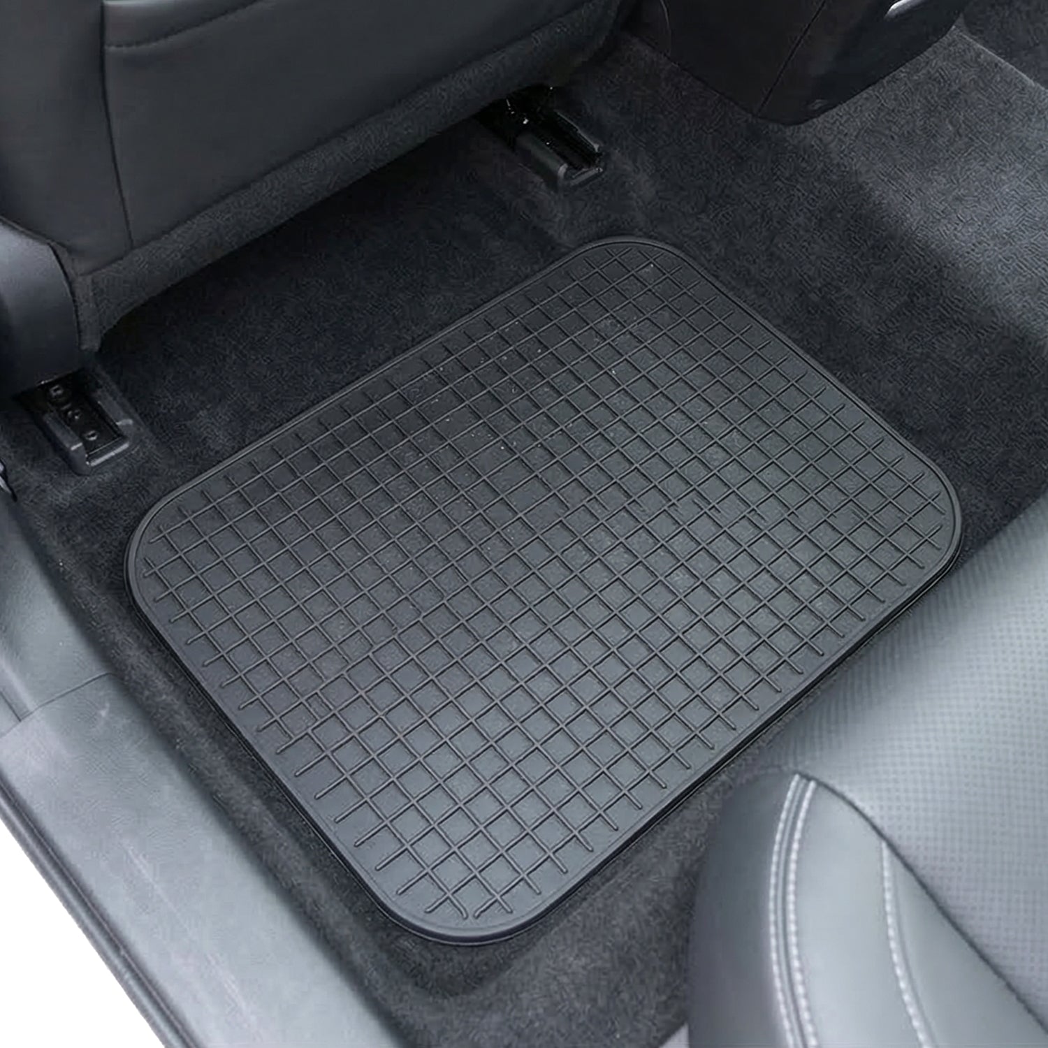 All-weather car floor mats with textured surface for dirt and debris trapping