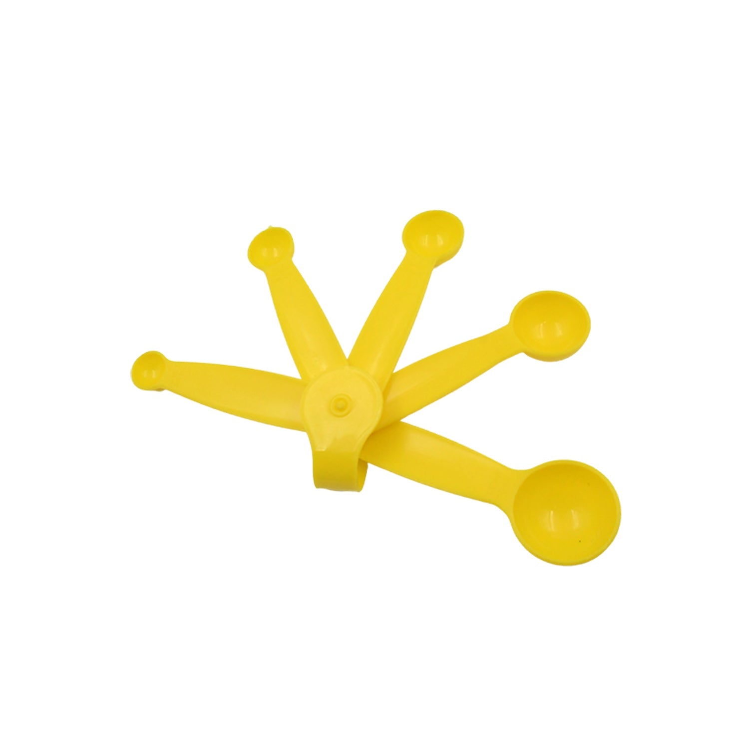 Dishwasher-safe plastic measuring spoons for easy cleanup after cooking.