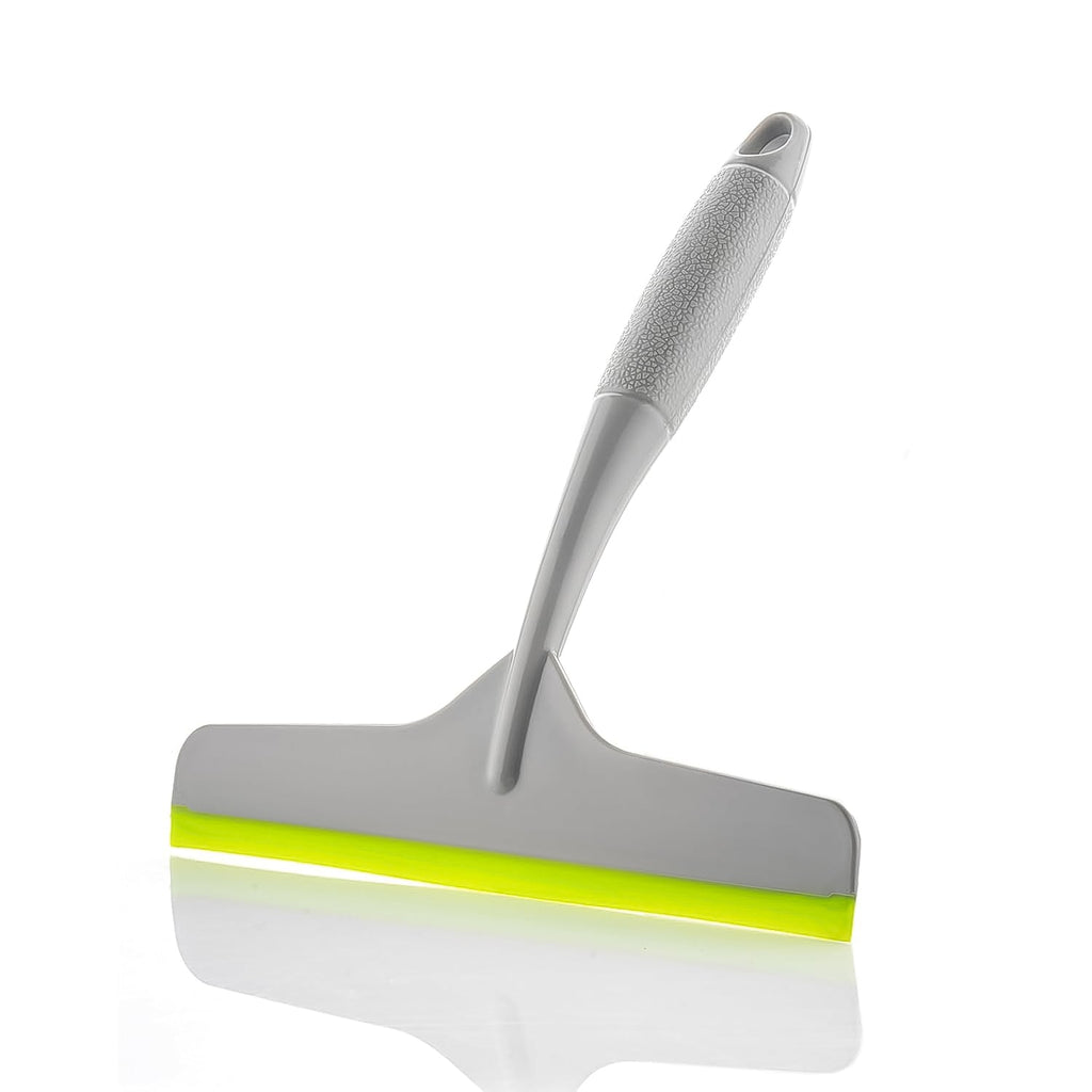 Grey kitchen wiper featuring an ergonomic handle for comfortable grip.