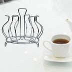 Versatile stainless steel glass organizer for various types of drinkware.