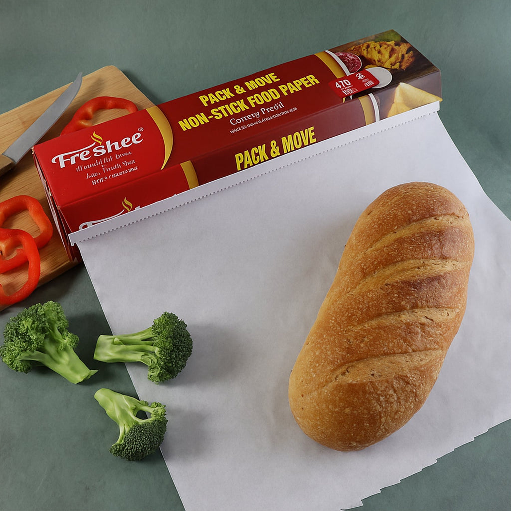 Fresh food wrapped securely using Freshee non-stick food paper