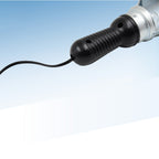 Handheld work lamp with its ergonomic plastic handle for comfortable grip.