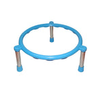 Top-down view of the single ring matka stand made of gleaming stainless steel.