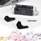 M12 Max Wireless Earbuds in black, displayed elegantly on a tabletop.