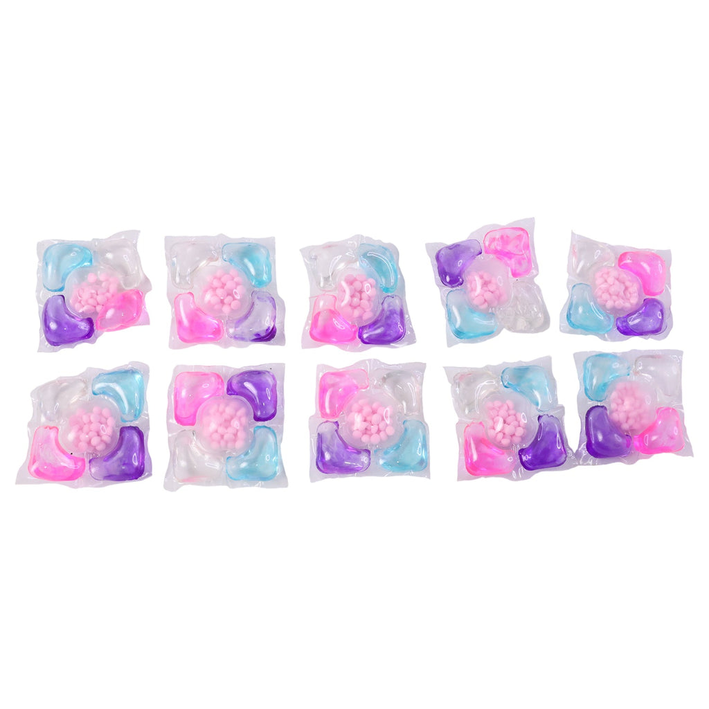Pack of 10 pre-measured laundry detergent pods secured in packaging for easy use.