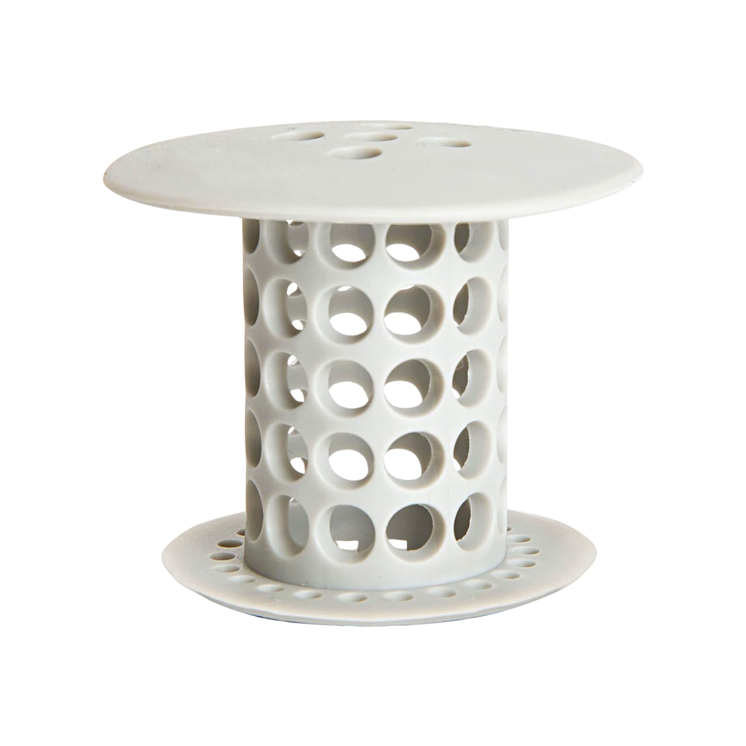 Flexible silicone sink and tub hair catcher strainer in use