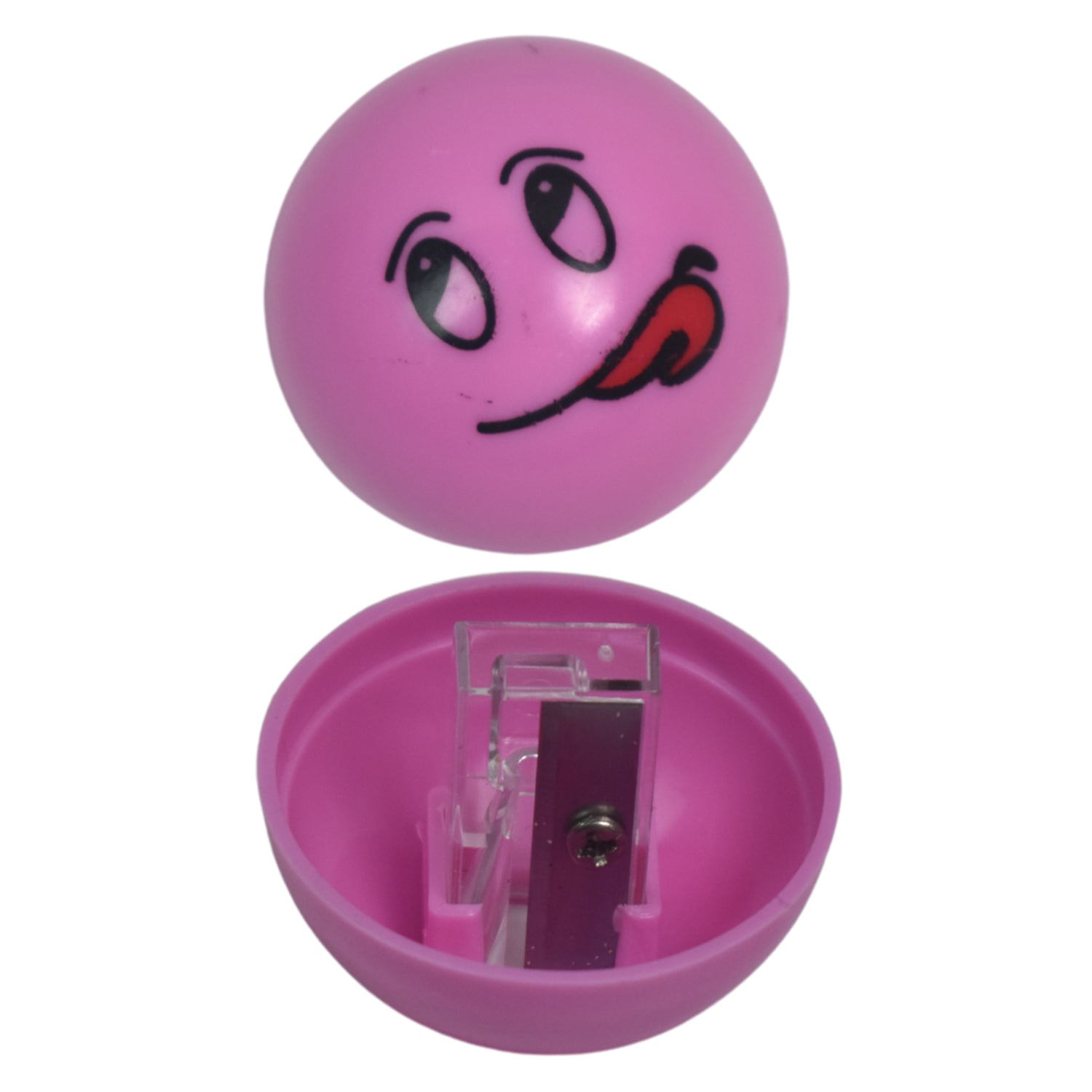 Lively round pencil sharpener with a playful design, encouraging creativity.