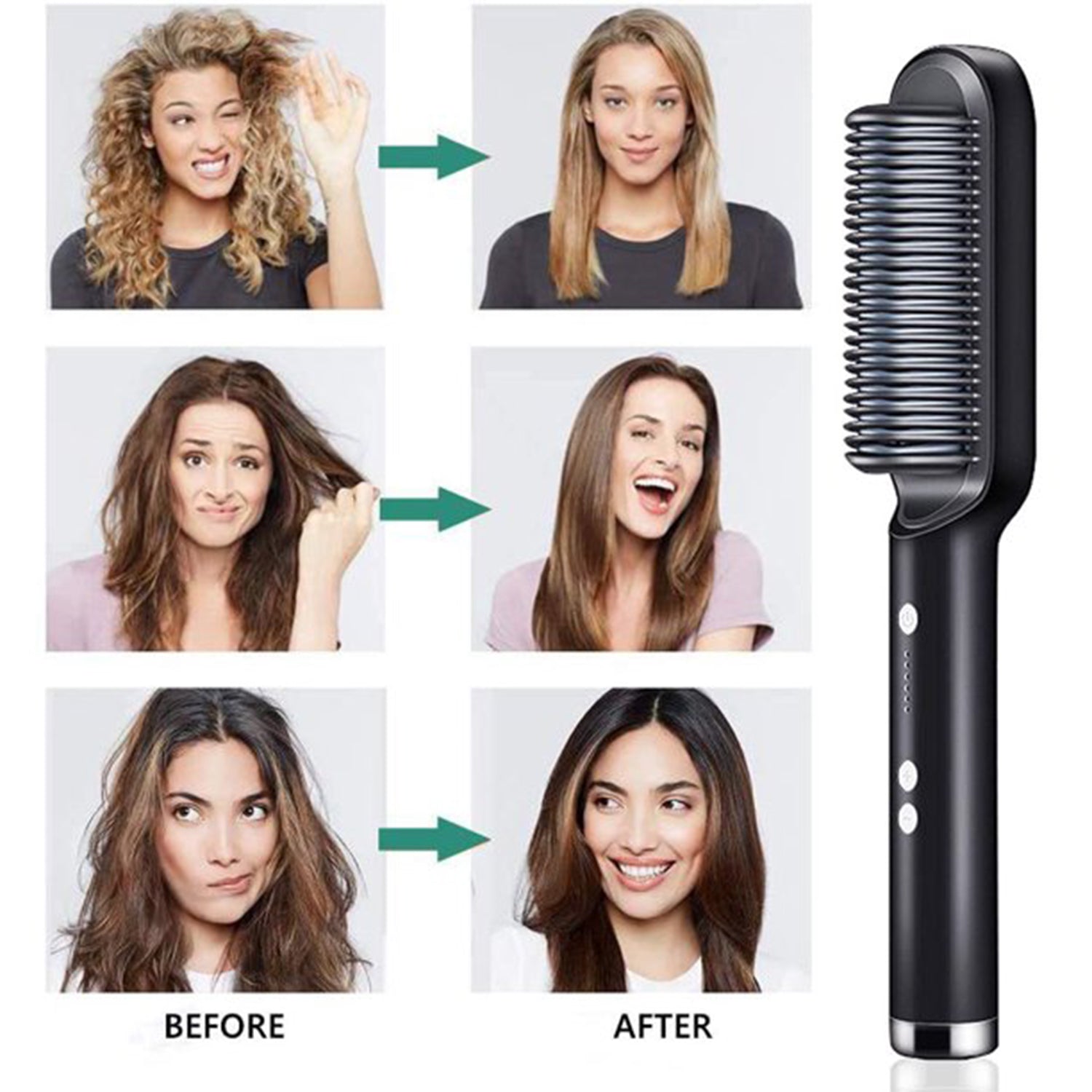 Close-up of the hair straightener's keratin-infused ceramic plates.