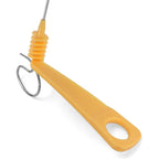 Kitchen gadget for making potato twists and veggie shreds.