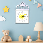 Square wall clock featuring pastel colors and bold numerals